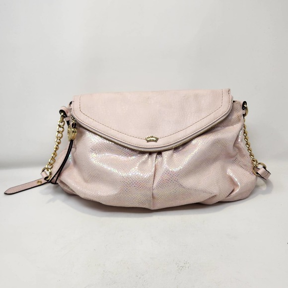 Juicy Couture Pink Sparkle Snake Print Crossbody Purse Bag Long Strap Pockets - Picture 1 of 9